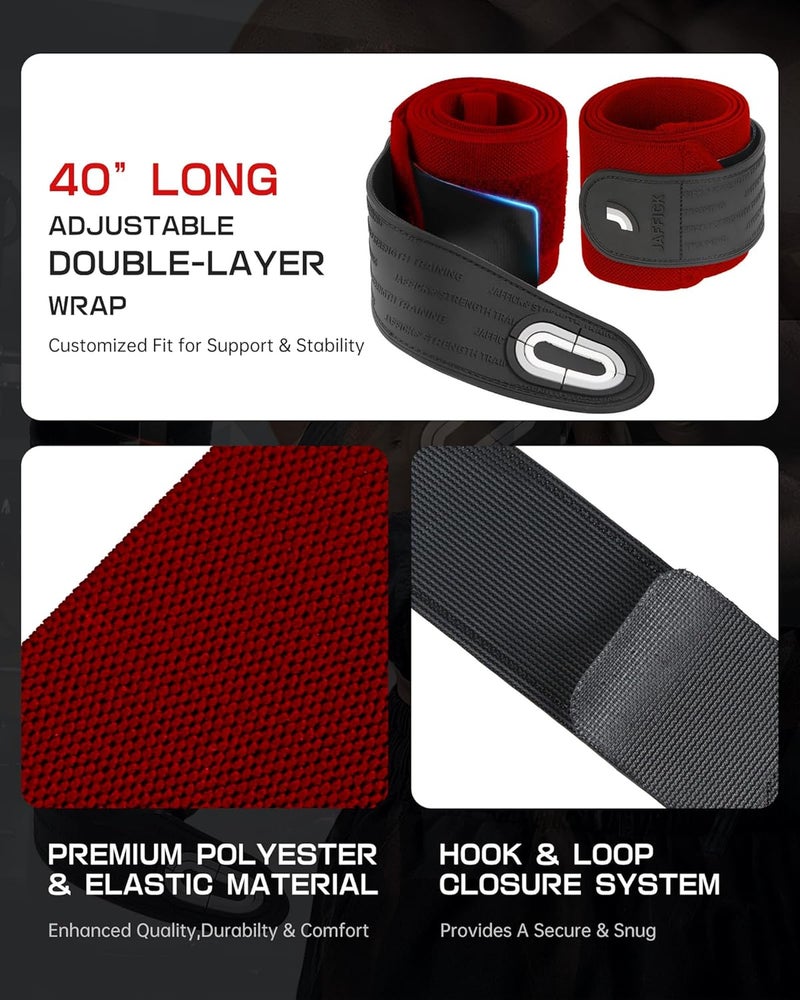 Jaffick Elbow Wraps for Weightlifting (1 Pair) - Double-Layer Reinforced 40'' Elastic Elbow Brace Compression Strap & Gym Joint Support Brace - for Bench Press, Powerlifting, and Pressing - Image 5